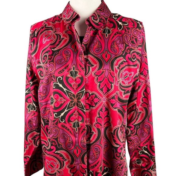 Chico's Long Sleeve Cotton Button Down Shirt Size L - Picture 2 of 8